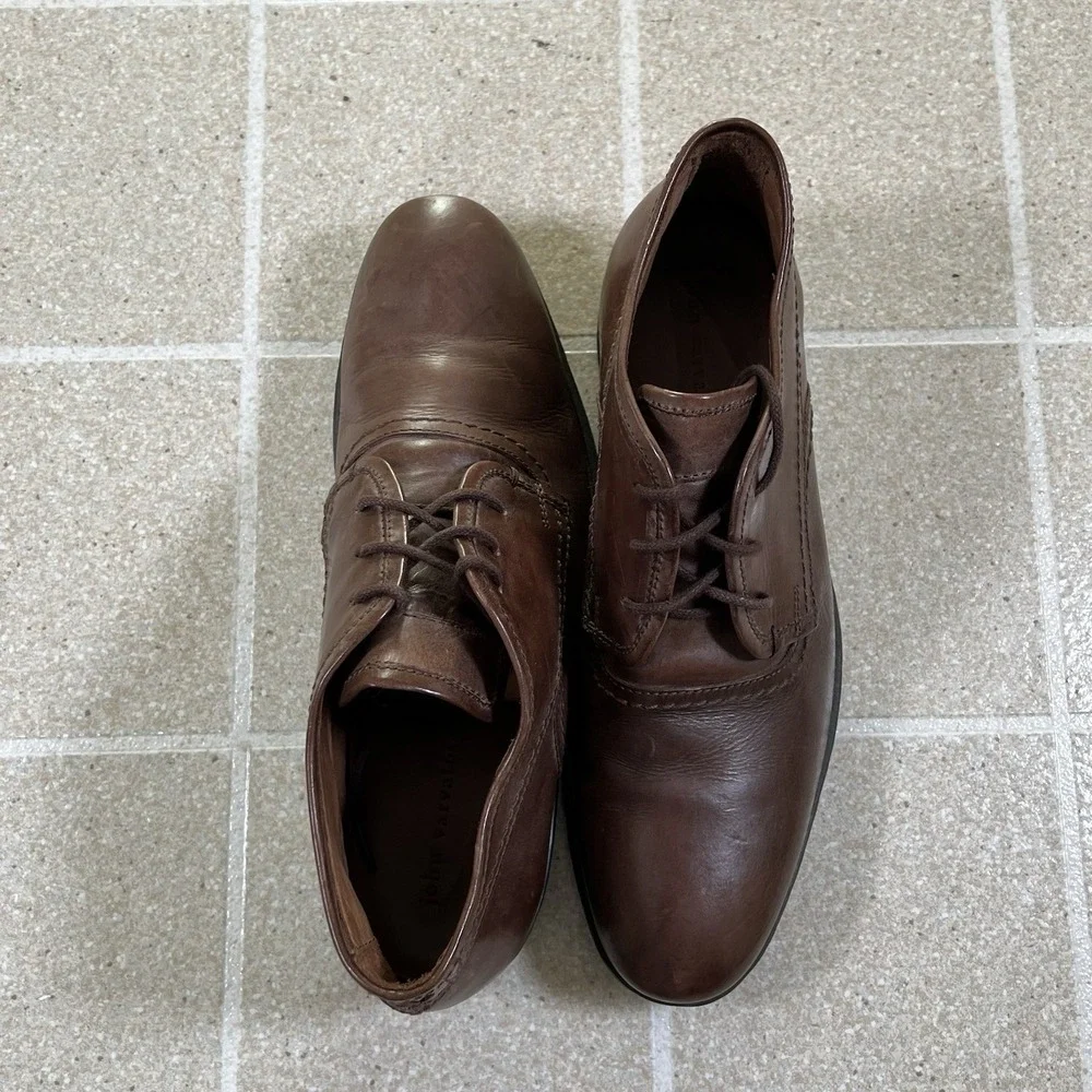 John Varvatos Brown Leather Ankle Boot Derby Oxford Mens Size 8 Preppy Shoes